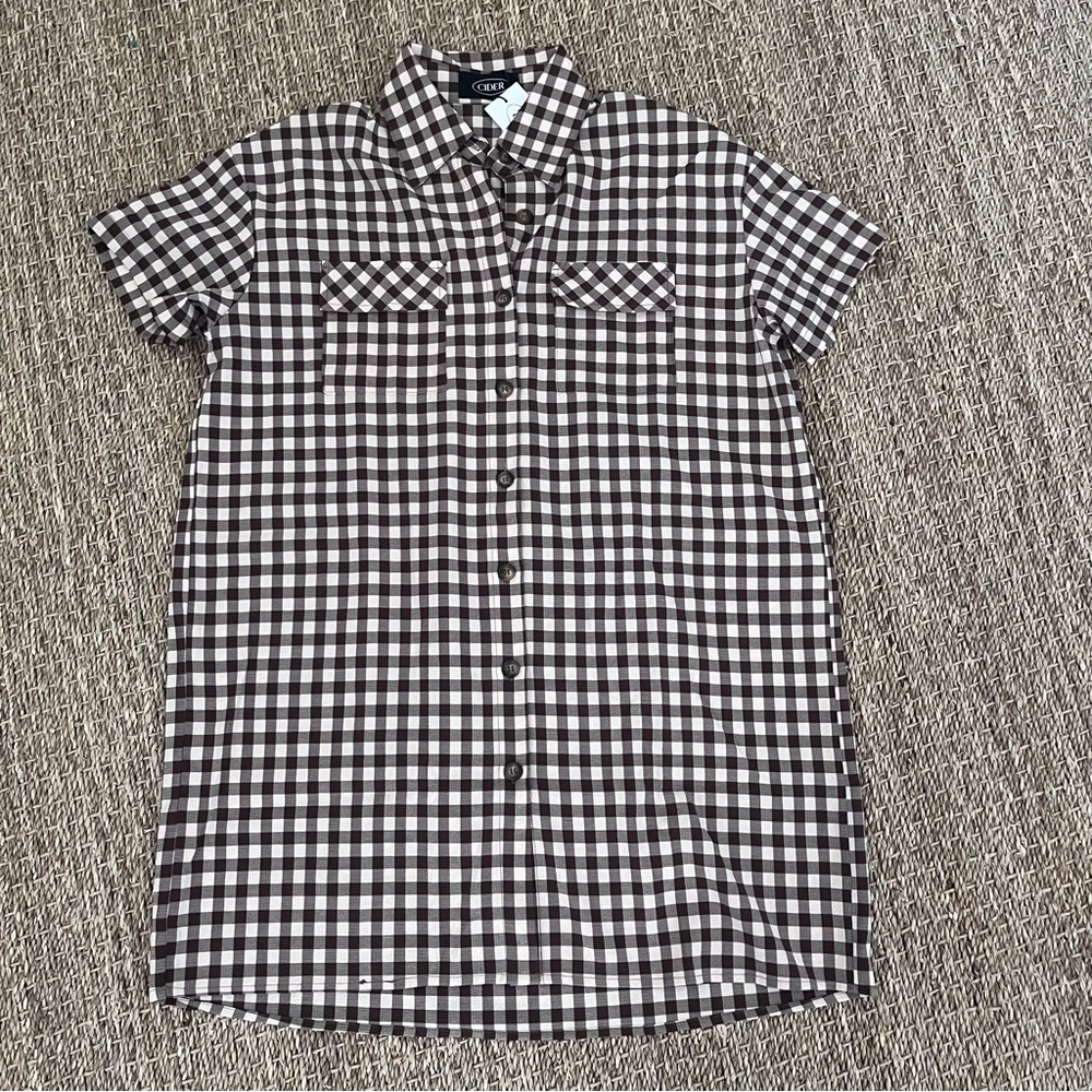 Cider Brown Check Shirt Dress Women’s Size S